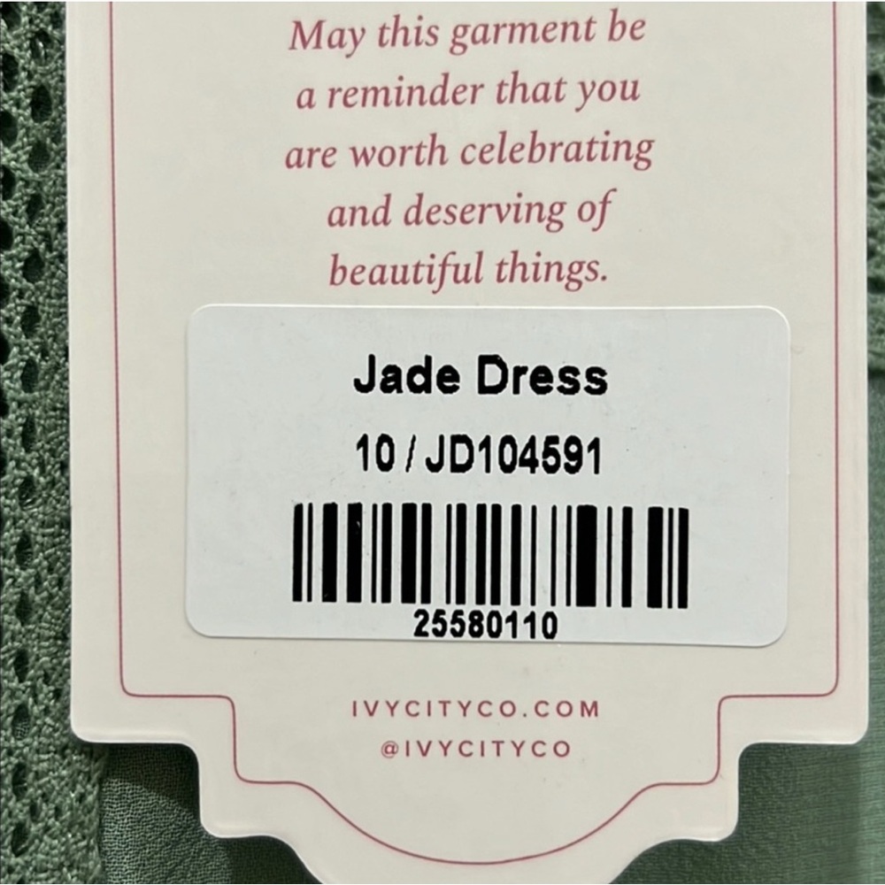 Ivy City Co Green Ruffled Midi Dress with Puff Sleeves New - Picture 12 of 13